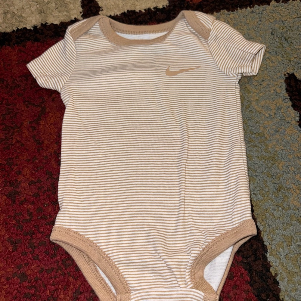 Nike Beige Striped Baby Bodysuit